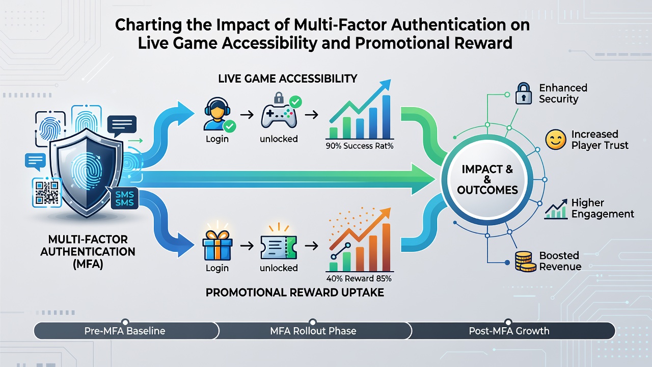 Infographic illustrating data flows between authentication checkpoints, live session participation, and promotional reward unlocks