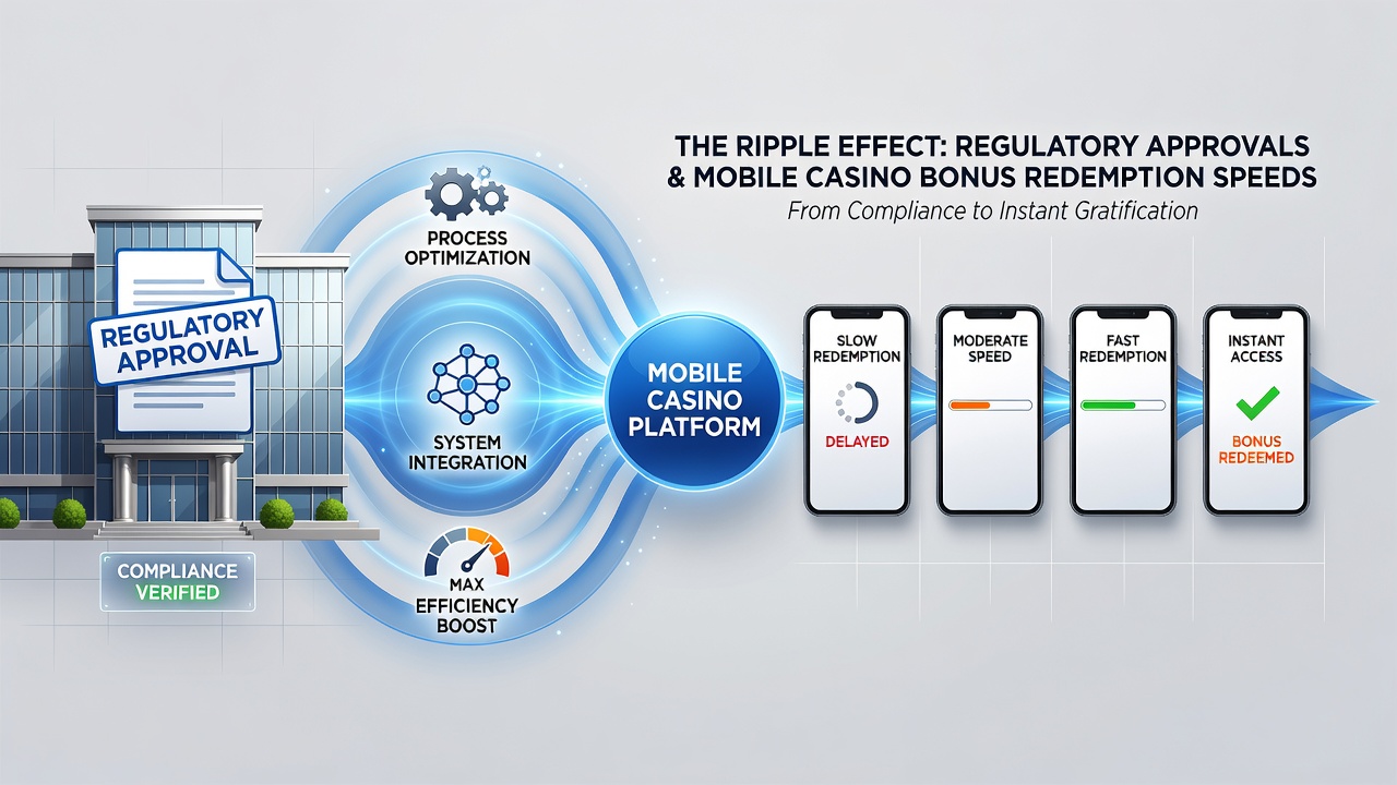 Regulatory documents and digital compliance checklist displayed alongside a mobile gaming app